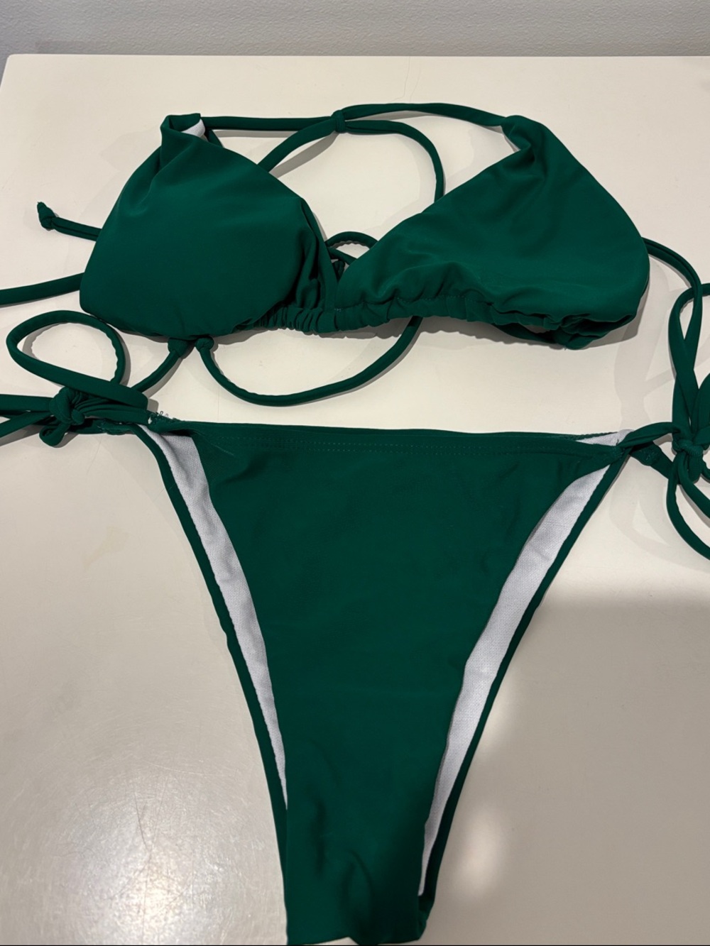 Emerald Green Tie-Side Triangle Bikini Set